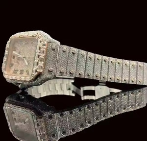 Reloj de pulsera analógico de cuarzo elegante con diamantes de moissanita de primera calidad para hombre, para un estilo moderno y lujoso - Product Image 2