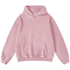 <b>Men's</b> Casual <b>Pink</b> Pullover Hoodie Solid Color Long Sleeve <b>Sweatshirt</b> with Front Pocket 100% Cotton Hoodie - Product Image 3