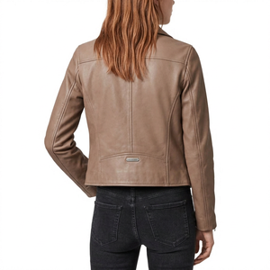 <b>Women</b> Shearling Lined Biker <b>Coat</b> Zipper Stand Collar Breathable Outerwear <b>for</b> Autumn - Product Image 4