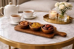 Bandeja de Madera de Acacia para Servir Frutos Secos con 3 Tazones |   Bandeja de Madera Sólida para Aperitivos, para Mesa de Té, Decoración del Hogar y Regalos - Product Image 2