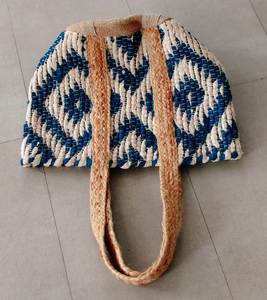 Natural Handmade Jute Braided Cotton Chindi Tote <b>Bags</b> Eco Friendly Shopping and Beach <b>Bags</b> for young girls - Product Image 3