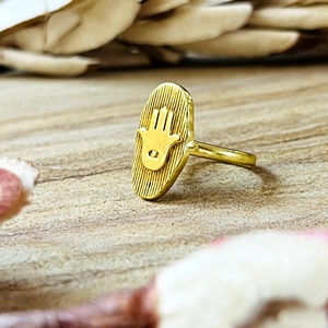 Últimos anillos de latón estilo bohemio con mano de Hamsa de alta demanda para mujer, chapados en oro de 18k, joyería de protección con ojo turco, venta al por mayor/OEM - Product Image 4