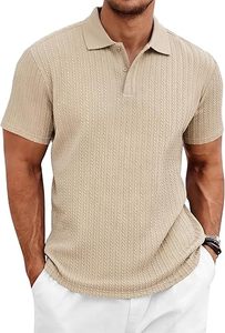 <b>Men</b>’s Modern Fit Knit Polo <b>Shirt</b> Casual <b>Summer</b> Textured <b>Shirt</b> - Product Image 1