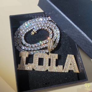 Iced Out KET Nom Collier Pendentif Personnalisé Argent 925 avec Sparkling Lab Grown VVS Diamonds Urban Jewelry Gift - Product Image 3