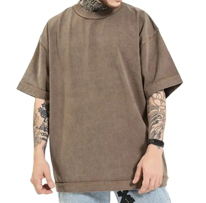 Camiseta Corta Oversize Rosa para Hombre, con Lavado Ácido, Estampado Gráfico, Estilo Desgastado y Deshilachado, Streetwear - Product Image 2