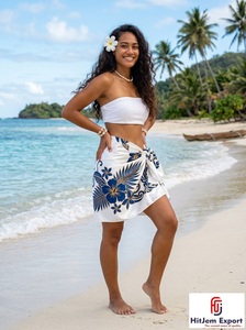 Paréo Hawaïen en Satin Tissé à Pois, Sarong Polynésien Imprimé Floral, Vêtement de Plage Léger pour l'Été - Product Image 6