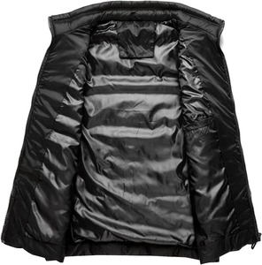 Men Winter Puffer <b>Vest</b> Sleeveless Quilted Windproof Zip Up Warm Casual Outerwear <b>Black</b> Stand Collar - Product Image 3