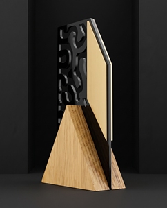 Custom Acrylic Award <b>Trophy</b> - Transparent Recognition & Appreciation <b>Plaque</b> with Wood Base for Corporate Events & Advertising - Product Image 3