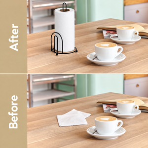 Metal Kitchen Paper <b>Towel</b> Holder Stand for Countertop <b>Freestanding</b> Toilet Roll Tissue Dispenser <b>Rack</b> with Decorative Holder - Product Image 2