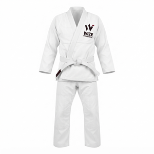 Unisex Adult BJJ <b>Kimono</b> 100% Cotton Martial Arts Gi Durable Front Logo <b>White</b> Color BJJ Uniform 220g Custom Logo & Sizes - Product Image 1