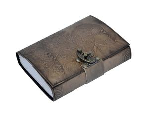 Charcoal Travel Regular Leather Journal Peacock Handmade Vintage Bound Travel Antique Hand Embossed diary Personal Organiser - Product Image 4