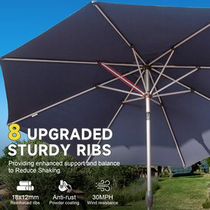 Ombrellone da Patio da 2,7 m con Manovella Inclinabile a Pulsante, Protezione UV, Impermeabile, Ombrellone da Giardino per Esterni 8 - Product Image 5