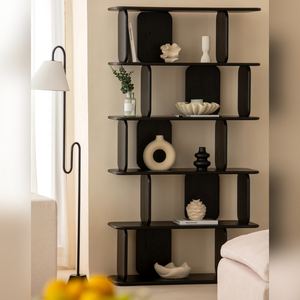 Bibliothèque en bois noir Vandana Altis Arista, design moderne en bois massif, meuble de rangement - Product Image 5