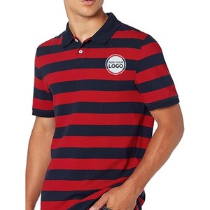 Chemises polo pour hommes, manches courtes et longues, rayées, coupe ajustée, décontractées, col classique, légères - Product Image 1
