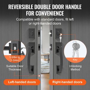 Set di Maniglie per Porte Doppie ad Arco in Nero Opaco - Reversibili, Robuste, per Porte d'Ingresso e Sale da Pranzo - Product Image 5