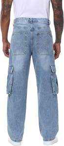 Pantalones holgados de alta calidad para hombre, azules lavados, con logo personalizado, jeans de corte holgado, jeans casuales de algodón para hombre. - Product Image 3