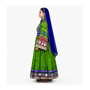 Salwar Kameez Tradicional de Algodón Verde con Detalles Bordados para Mujer, Ropa Étnica para Bodas, Vestidos Afganos Kuchi para Mujer - Product Image 2