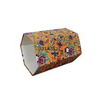 Carton en papier de coton fait main moderne, pliable, à dessus ouvert, hexagonal, élégant, pour bricolage, avec logo personnalisé imprimé, pour intérieur-extérieur, rue, bureau
