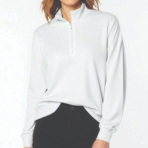 Sudaderas de forro polar cálidas personalizadas al por mayor con media cremallera para mujer, para uso casual y de invierno, con diseño de logotipo personalizado y técnica de lavado, ideales para primavera. - Product Image 1