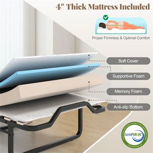 Letto a scomparsa Murphy bianco con materasso da 4 pollici, 553,2 cm x 219,71 cm x 105,41 cm, capacità 220 kg - Product Image 5