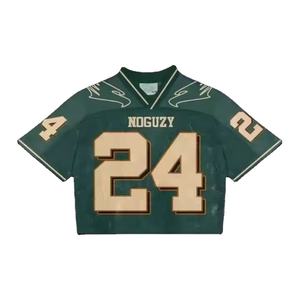 Fabrication OEM, maillot de rugby pour femmes, col en V imprimé personnalisé, maillot de football américain Boxy, t-shirts sublimés - Product Image 2