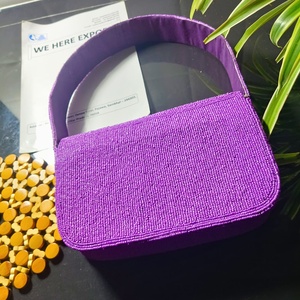 Sacs de rangement pour vêtements faits à la main, brodés de tortues marines, en coton 100% écologique et durable, avec perles violettes, pour bijoux individuels - Product Image 3