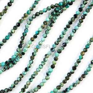 Cuentas Redondas Microfacetadas de Turquesa Africana Verde AAA de 2MM, Cuentas Sueltas de Piedras Preciosas Facetadas, Cuentas de Turquesa Africana para Joyería - Product Image 6