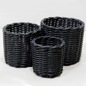 Round Black Wicker Basket <b>Liners</b> Set Reusable Indoor Storage PE Coated - Product Image 6