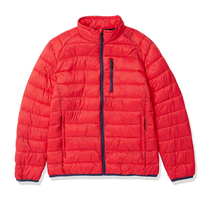 <b>Men's</b> Red Puffer <b>Jacket</b> Stand Collar Zipper Closure Windproof Casual Autumn Polyester Wadding Regular Fit Puffer <b>Jacket</b> <b>For</b> <b>Men</b> - Product Image 5