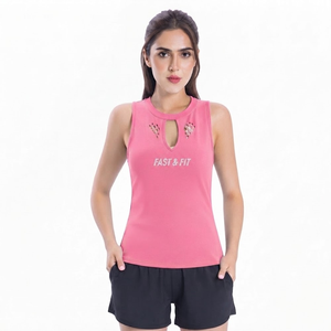 100% Cotton Fabric Summer Women Running <b>Compression</b> Sports Yoga Knitted Gym Fitness Tank Tops - Product Image 1