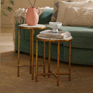 Mesas de Centro Modernas de Metal Cepillado con Tapa de Mármol, Muebles Contemporáneos para Sala de Estar - Product Image 2