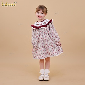 ชุดเดรสเด็กทรงเอลายดอกไม้ ผ้าฝ้าย 100% แต่งสม็อคด้วยมือ เป็นมิตรกับสิ่งแวดล้อม ODM - DR4507 - Product Image 6