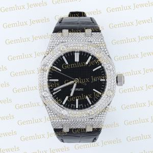 Premium Quality Pass Diamond Tester D VVS Iced Out Moissanite Diamond Fecha automática Dial negro con correa de goma negra Reloj para hombres - Product Image 1