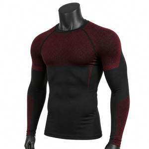 Customizable Men’s Red <b>Black</b> <b>Compression</b> <b>Shirt</b> Long Sleeve Gym Fitness Tight Base Layer Sportswear OEM Wholesale - Product Image 5