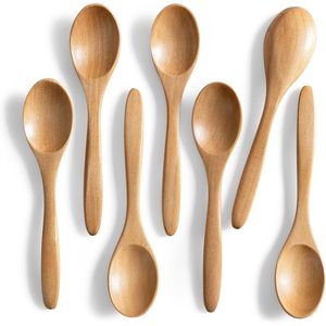 Juego de 7 Cucharas de Madera de Schima de 5.8 Pulgadas, Cucharitas de Madera Pequeñas para Té y Café, Utensilios de Cocina - Product Image 1