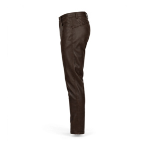 Pantalon en cuir PU marron pour homme, taille haute, coupe droite, décontracté, poids moyen, style automne, fermeture boutonnée, poches latérales - Product Image 5