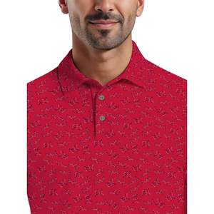 Camiseta de Manga Corta para Hombre, Estampada en Rojo, Transpirable, de Punto, Estilo Casual, con Logotipo Frontal, Estilo Golf, Poliéster/Algodón - Product Image 5