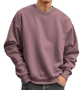 Sweat-shirt en coton tricoté à col rond uni pour homme, coupe classique, vêtement décontracté pour l'automne - Product Image 1