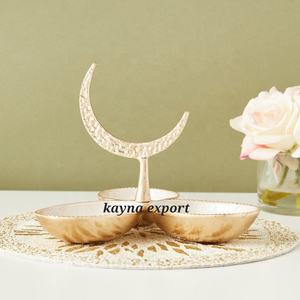 Handicraft Aluminum Metal Sea <b>Shelf</b> Design Dry Fruit Bowl <b>Gold</b> Platted Newly design Metal Bowl - Product Image 3