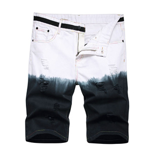 Pantalones Cortos de Mezclilla Rasgados para Hombre, Verano 2022, Nueva Moda Casual, Slim Fit, Tie-Dye, Degradado de Color, Jeans Cortos, Ropa Urbana Masculina de Marca - Product Image 1