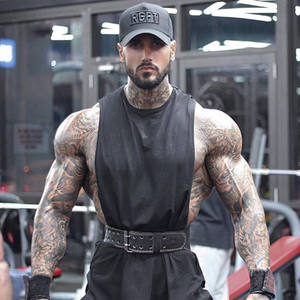 Premium Quality Custom Logo Men's Sleeveless Tank <b>Top</b> O-Neck Solid Color Casual Knitted Cotton Fit - Product Image 5