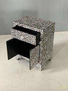 Mesa de Cajones con Incrustaciones de Hueso de ILAHI, Diseño Moderno con Detalles de Ágata, Almacenamiento de Tres Niveles, Mueble Portátil para el Hogar - Product Image 2