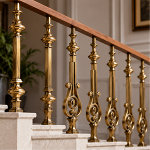 Rampe d'escalier en bronze sculpté avec meneaux métalliques courbés pour hôtels de luxe, villas et escaliers classiques - Product Image 2