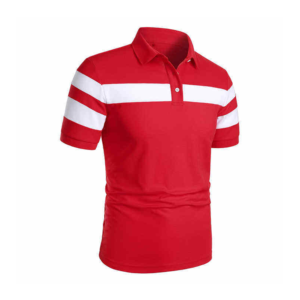 เสื้อโปโลแขนสั้นผู้ชายลายทางสีขาว ดีไซน์ตัดต่อสีสันลำลอง - Product Image 5
