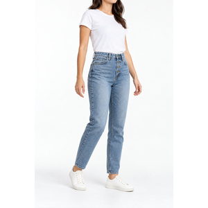 Jeans de Cintura Alta para Mujer, Estilo Boyfriend, con Estampado Floral, Denim Azul Vintage, Tallas XS-6XL, Marca Privada OEM - Product Image 3
