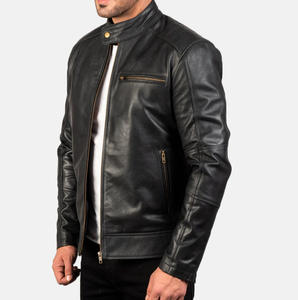 Blouson en cuir classique de luxe pour homme, nouvelle collection hiver, fermeture éclair horizontale, style motard, grande taille, mode masculine transfrontalière - Product Image 2
