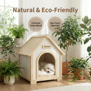Maison pour animaux de compagnie en bois blanc menthe avec toit en acrylique transparent, style cabane moderne pour petits chats et chiens - Product Image 4