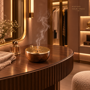 Brûleur à Bakhoor en bois et acier inoxydable |   Porte-encens rond en bois d'oud arabe avec couvercle à charnière, décoration islamique pour la maison, cadeau de luxe pour Ramadan et l'Aïd - Product Image 4
