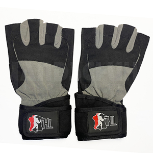 Gants de musculation professionnels gris et noirs avec bandes de maintien robustes pour les poignets |   Poignée antidérapante de qualité supérieure pour un équipement de musculation ultime - Product Image 3
