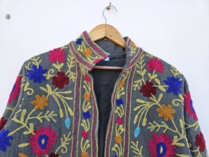 SHREE RADHA GOVIND EXPORTS Women's Warm Spring/Autumn/Winter Breathable Printed Velvet Suzani Embroidery Floral Front <b>Button</b> - Product Image 4